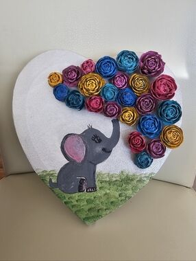 Heart-Shaped Elephant Wall Art Made With Pinecones!